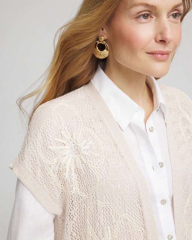 Pointelle Open-Front Cardigan - image 4